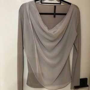 Tana & Bee Sheer Overlay Gray Top